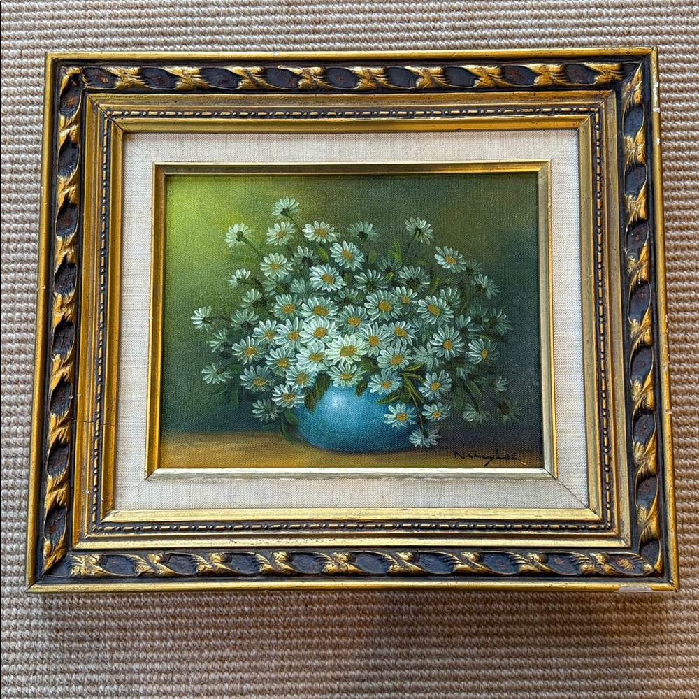 Nancy Lee Framed Daisy Still Life Painting
